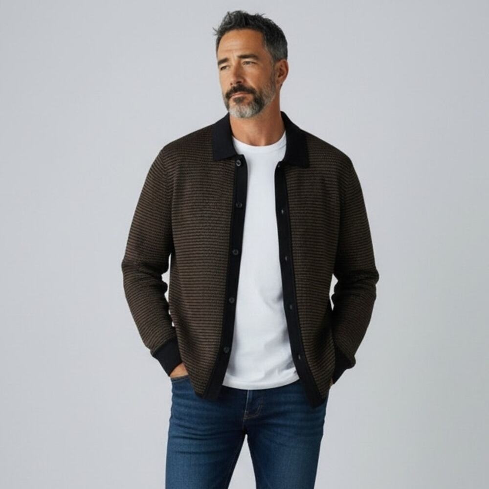 Rag & Bone Hayes Button Up Shirt NWT Men's Sz L Slate Brown Long Sleeves Cotton